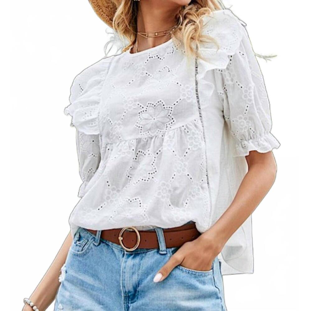 NEW LICOSA leah eyelet blouse in white